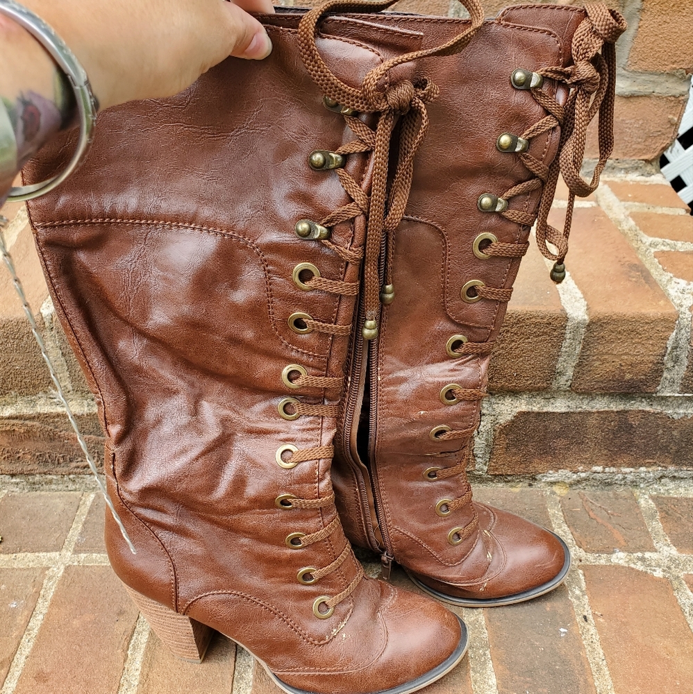 Brown heeled boots